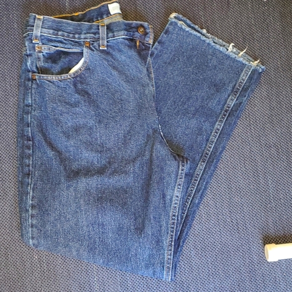 Men's Sturdy Denim Jeans Faded Glory Original Dark Wash (Modified Length) - Picture 1 of 7